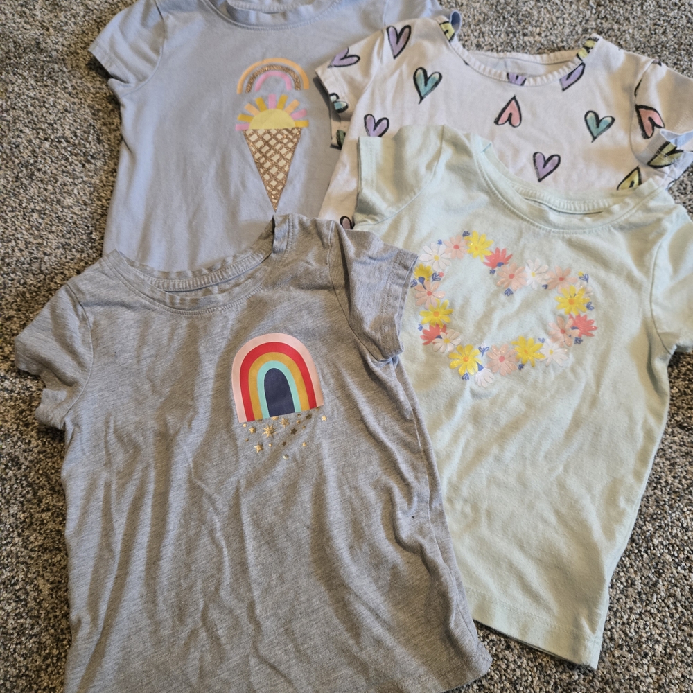 Girls Rainbow & Floral Short-Sleeve Tee Pack - Pastel Multi